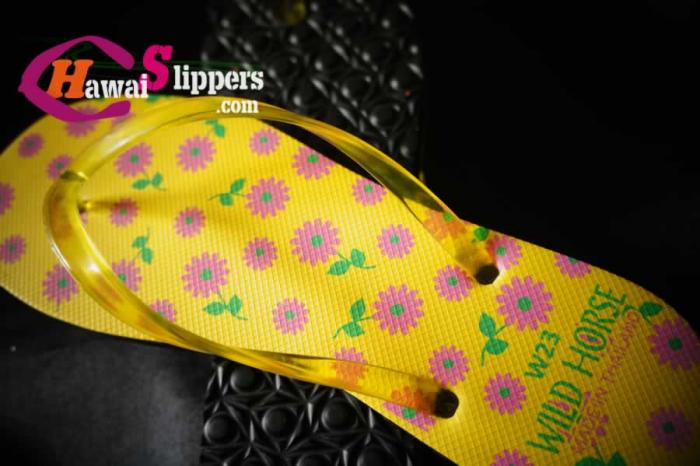 Ladies Yellow Flower Flip Flops 20