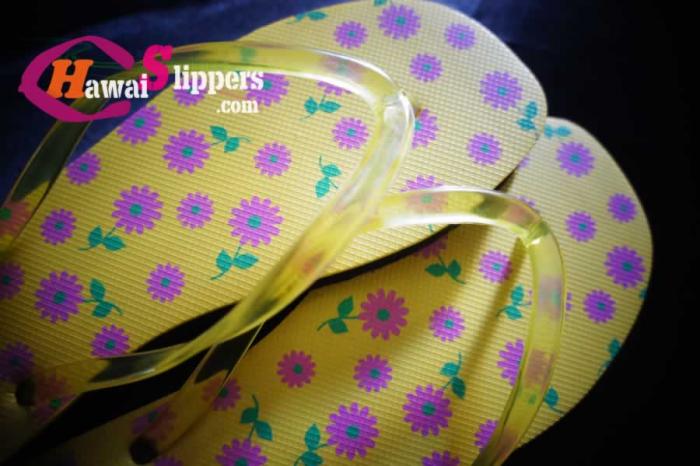 Ladies Yellow Flower Flip Flops 3