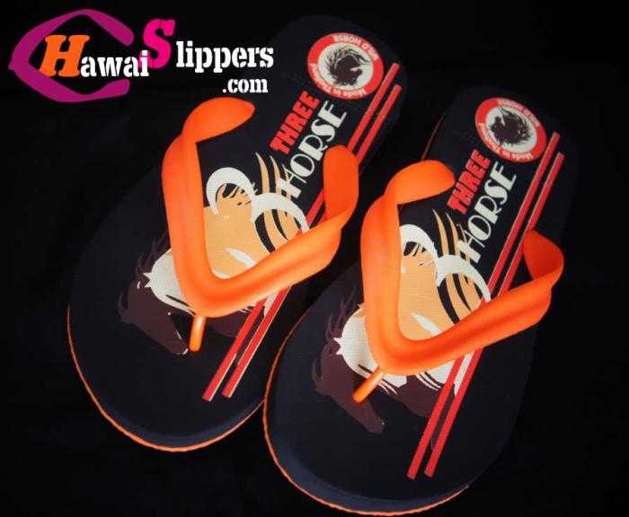 Pvc Strap Rubber Slippers Thailand Three Horse Printed Wholesale Slippers