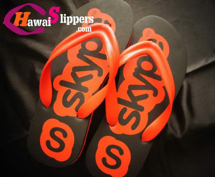 Skype Printed Slippers With Pvc Strap