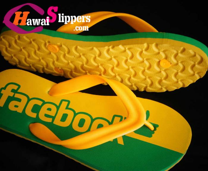 Facebook Printed Thailand Manufactured Rubber And Eva Slipper With Pvc Strap