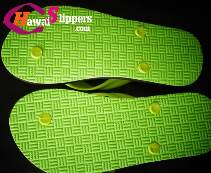 Colorful Vibrant Green Printed Zing Zebra Rubber Eva Slippers With Wild Horse Logo